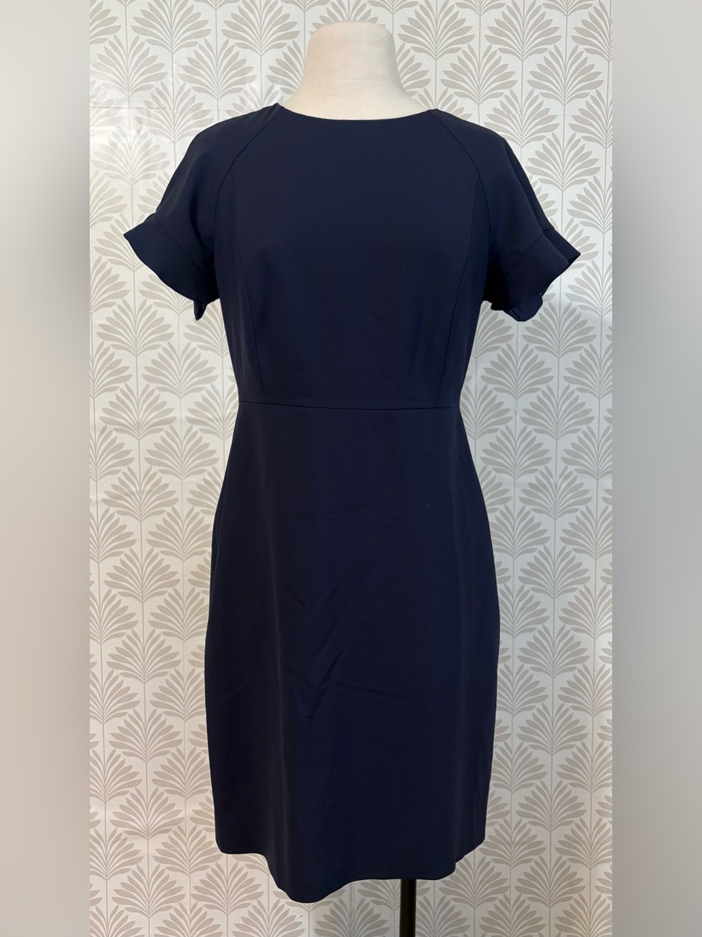 J. Crew Navy Short-Sleeve Sheath Midi Dress